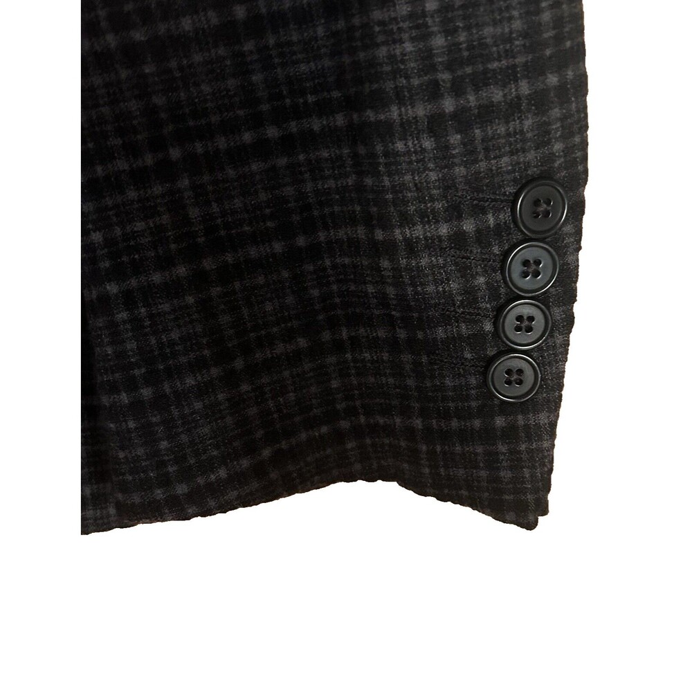 John Varvatos Austin Jacket Black/Gray Texture Plaid Wool/Angora Sz Italy 48 NWT - Picture 5 of 16